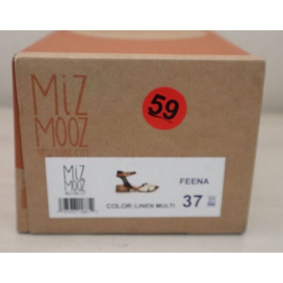 Miz Mooz WMN Sz 37 US 6.5-7 Linen Multi Feena Leather Strappy Heeled Sandals - Picture 12 of 12
